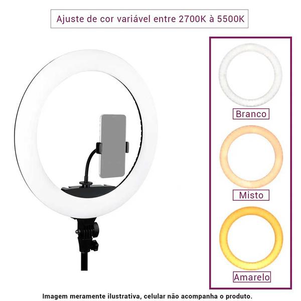 Iluminador Ring Light Easy DX-18-2001 46cm 70w com Tripé de 2 metros Imagem de Iluminador Ring Light Easy DX-18-2001 46cm 70w com Tripé de 2 metros