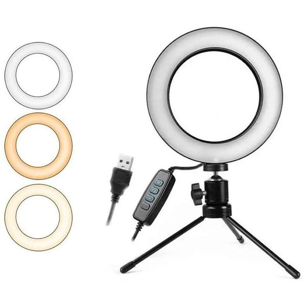 Imagem de Iluminador Ring Light Led Selfie Smart 16Cm Usb Com Tripé