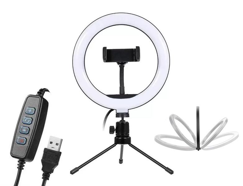 Imagem de Iluminador Ring Light Led Tripé Suporte celular 8 Pol 20cm  lle8