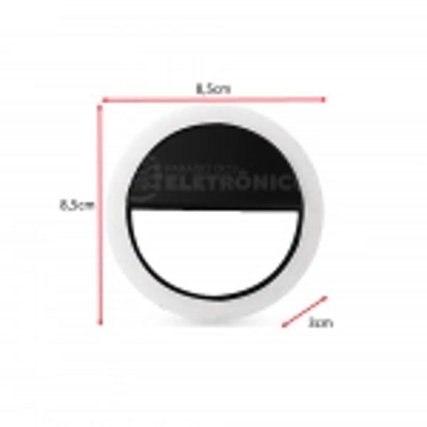 Imagem de Iluminador Ring Light Luz Anel Led 8.5cm Para Celular Em Geral Preto SG11 XJ01