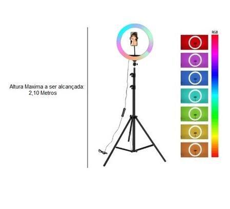 Imagem de Iluminador Ring Light RGB 2,10 Metros com Trip Profissional 12 Polegadas 26cm