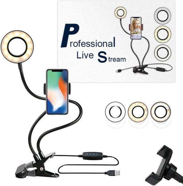 Iluminador Ring Light Suporte Articulado De Mesa Live Stream - BC BORA COLEGA SHOP Imagem de Iluminador Ring Light Suporte Articulado De Mesa Live Stream