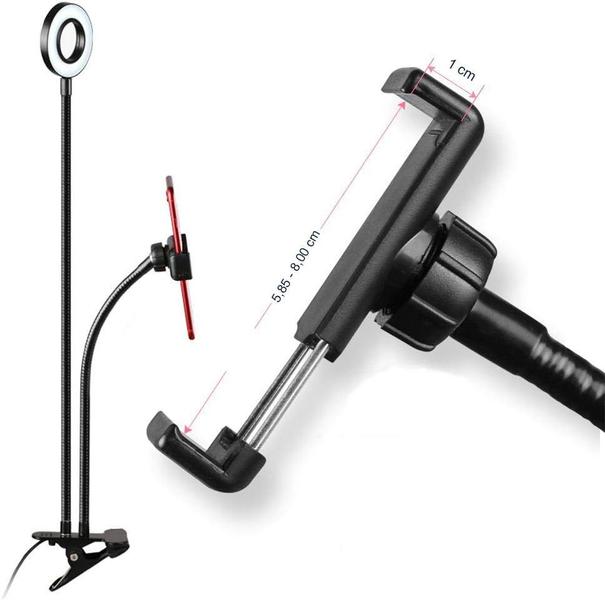 Iluminador Ring Light Suporte Articulado De Mesa Live Stream - BC BORA COLEGA SHOP Imagem de Iluminador Ring Light Suporte Articulado De Mesa Live Stream