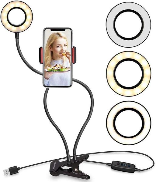 Iluminador Ring Light Suporte Articulado De Mesa Live Stream - BC BORA COLEGA SHOP Imagem de Iluminador Ring Light Suporte Articulado De Mesa Live Stream