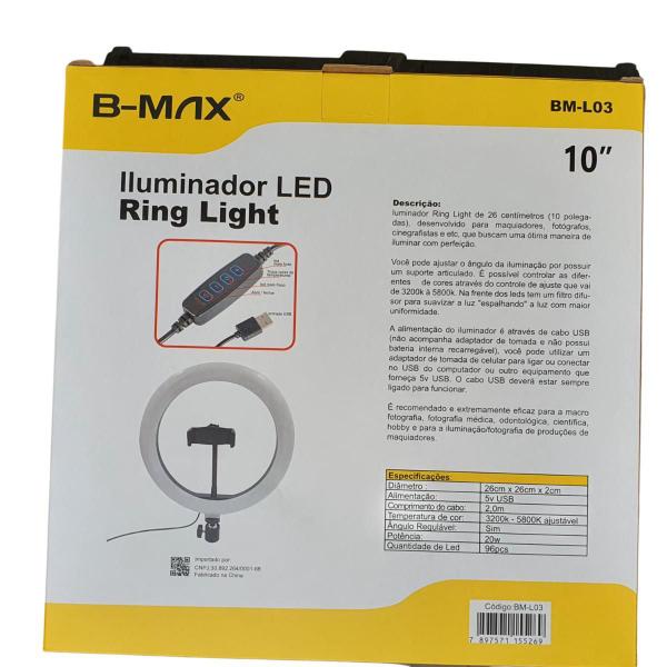 Iluminador Ring Ligth Anel Luz 26Cm Fotos Selfie Youtuber - Bmax Imagem de Iluminador Ring Ligth Anel Luz 26Cm Fotos Selfie Youtuber