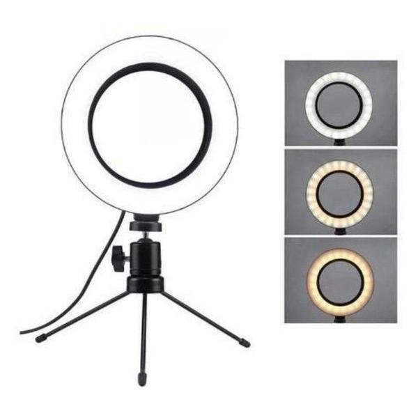 Iluminador Ring Ligth Tripé 6 Polegada 16Cm De Mesa Youtuber - Light Imagem de Iluminador Ring Ligth Tripé 6 Polegada 16Cm De Mesa Youtuber