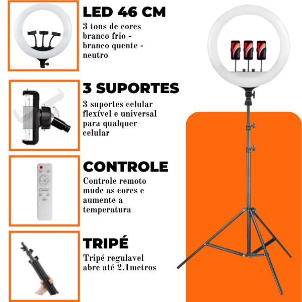 Imagem de Iluminador Ringhlight Ring Light 46cm Grande Potente 18pol