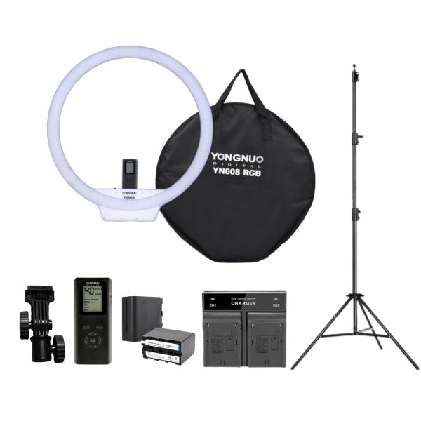 Imagem de Iluminador Ringlight Yongnuo Yn608+fonte+2bateria+carregador