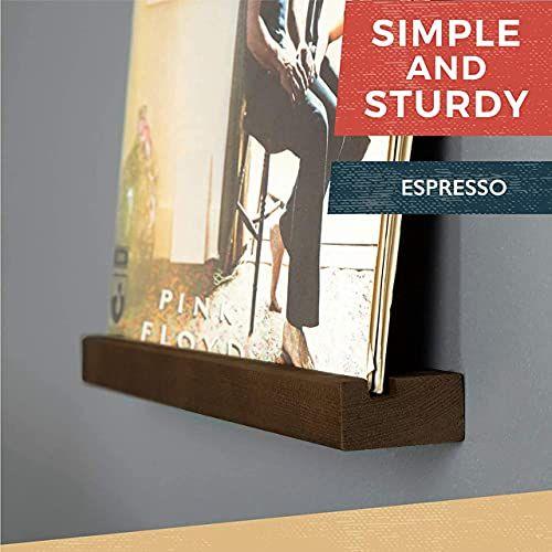 Imagem de Ilyapa Wood Vinyl Record Shelf Wall Mount, 6 Pack - Espresso Record Album Holder Exibir seu LP