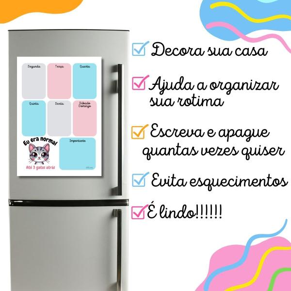 Imagem de Ímã De Geladeira Planner Calendário Semanal Recados com Caneta Colorida