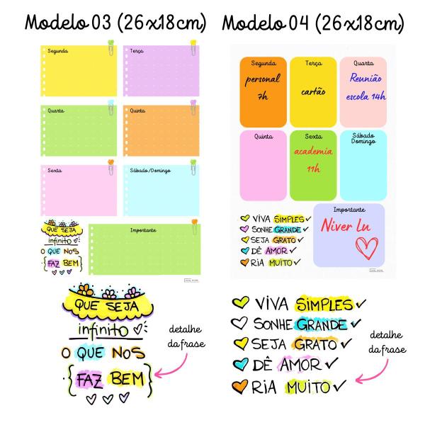 Imagem de Ímã De Geladeira Planner Calendário Semanal Recados com Caneta Colorida