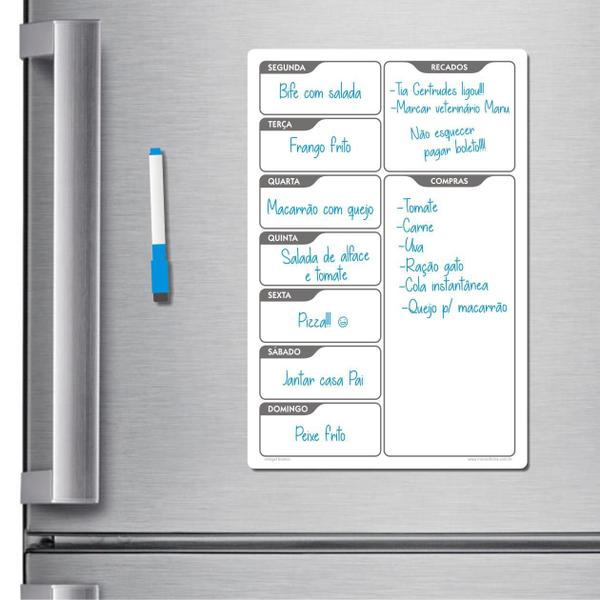 Imagem de Ímã de geladeira porta recados planner 20 x 30cm modelo branco