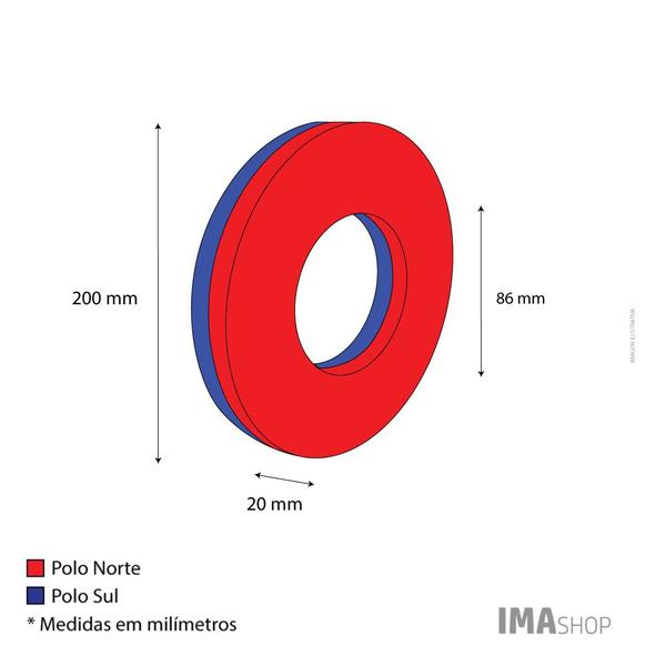 Imagem de Ímã Ferrite Anel Axial 200x86x20 mm - 1 unidade