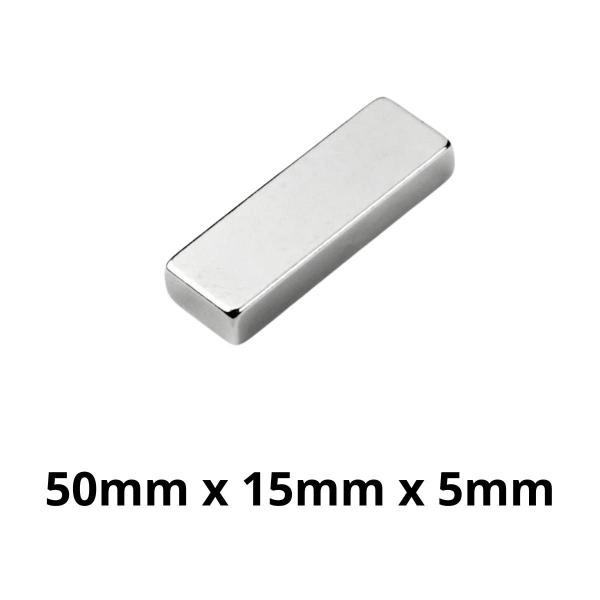 Imagem de  Imã Neodímio Bloco Magnético N35 50 x 15 x 5 mm Super Forte Potente