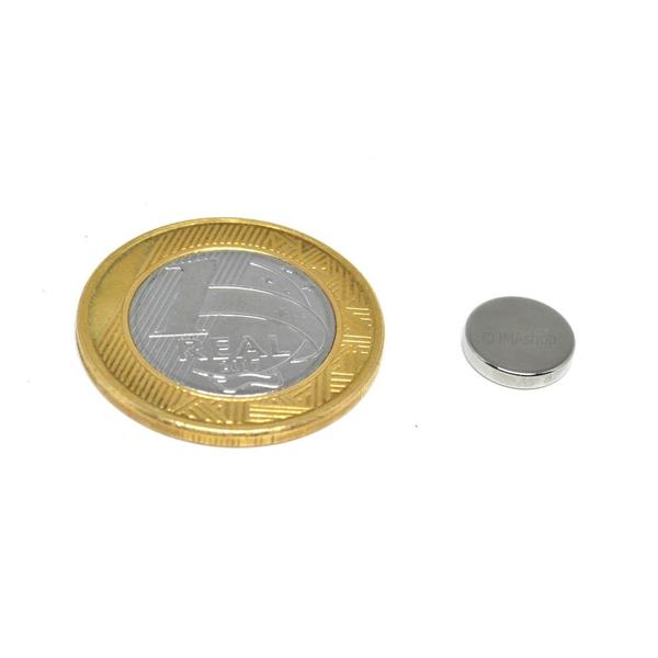 Imagem de Ímã Neodímio N35 Disco 10x2 mm Força Aprox. 1kg - 20 unidades