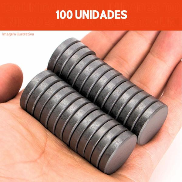 Imagem de Imã Redondo Preto - 14mm - Pacote Com 100 Unidades - Nybc