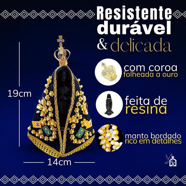 Imagem de Imagem Nossa Senhora Aparecida Resina Com Manto E Coroa 19cm