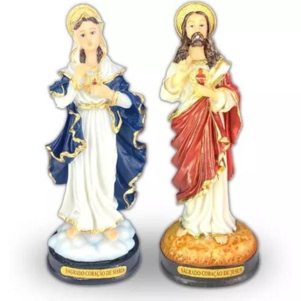 Imagem de Imagem Sagrado Coração De Maria E De Jesus 15 Cm Em Resina