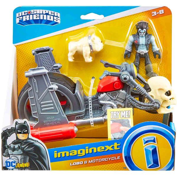 Imagem de Imaginext DC Mini Bonecos Lobo e Cachorro Buldogue + Moto Caveira - Mattel