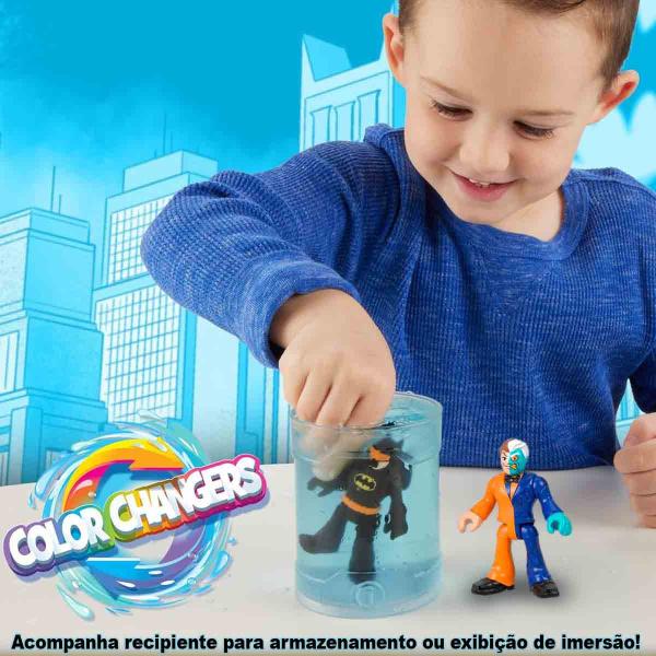 Imagem de Imaginext Mini Bonecos Batman e Duas Caras Color Changers + Acessório DC - Mattel HMX57