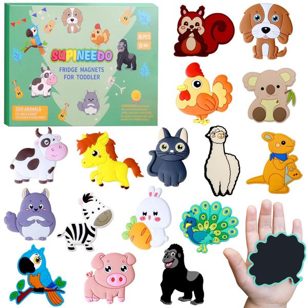 Imagem de Ímãs de geladeira SUPINEEDO Kids Animals com ímã traseiro