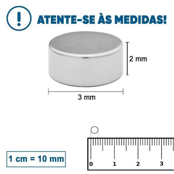 Imagem de Ímãs Neodímio Fortes - 50 Pçs - Disco 3mm X 2mm - Níquel