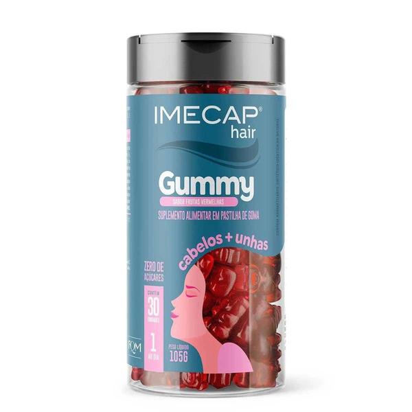 Imagem de Imecap Hair Gummy Suplemento Vitamínico Para Cabelos e Unhas Com 30 Gomas Sabor Frutas Vermelhas