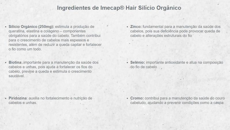 Imagem de Imecap Hair Silicio Organico Cabelos E Unhas 60 Cápsulas - FQM