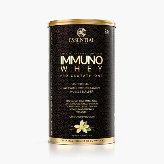 Immuno Whey Pro Glutathione Baunilha Lata 375g/15Ds Essential - Essential Nutrition Imagem de Immuno Whey Pro Glutathione Baunilha Lata 375g/15Ds Essential