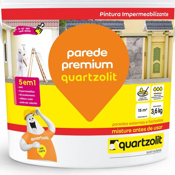 Imagem de Impermeabilizante Parede Premium Branco 3,6 Kilos - 0430.00000.0036GA - QUARTZOLIT