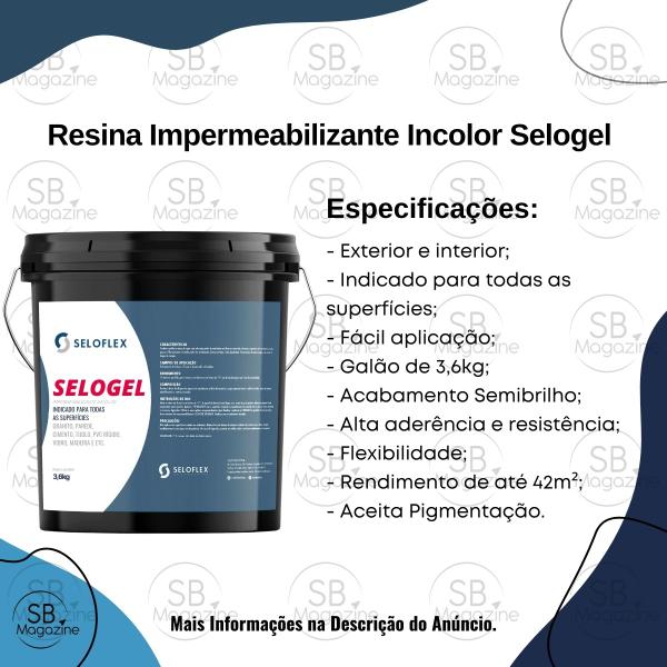 Imagem de Impermeabilizante Resina Protetora Agente De Revestimento Incolor Telhado Laje Selogel 3,6kg Seloflex