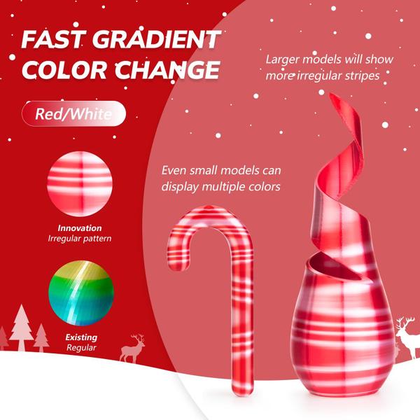 Imagem de Impressora 3D Filament AMOLEN Silk PLA Christmas Rainbow 1kg