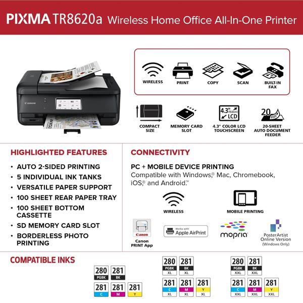 Imagem de Impressora Canon PIXMA TR8620a All-in-One Home Office preta