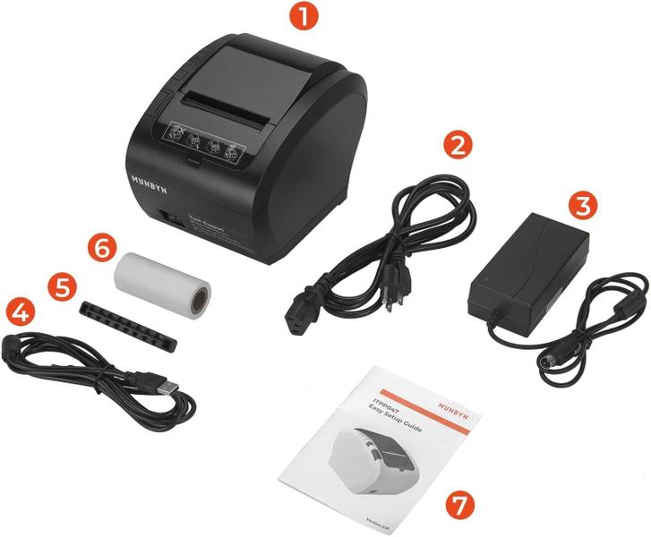 Imagem de Impressora de recibos MUNBYN P047-WiFi 80mm com USB para sistema POS