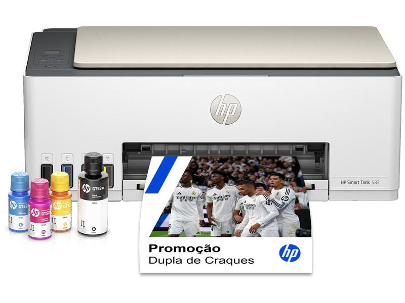 Impressora Multifuncional HP Smart Tank 583 Wi-Fi - Tanque de tinta Colorida USB Impressora Multifuncional HP Smart Tank 583 Wi-Fi - Tanque de tinta Colorida USB