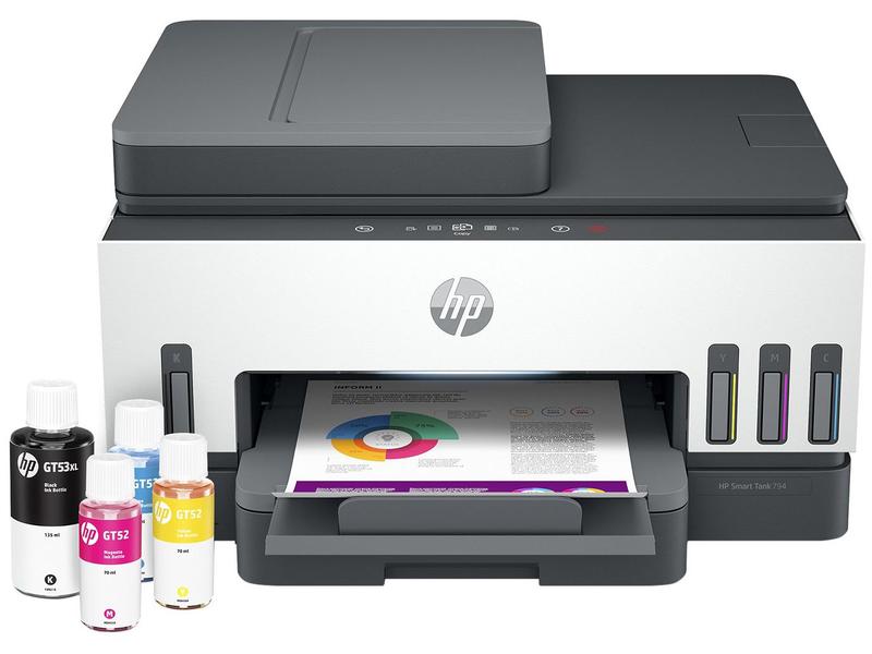 Impressora Multifuncional HP Smart Tank 794 Wi-Fi Tanque de tinta Colorida Duplex USB Impressora Multifuncional HP Smart Tank 794 Wi-Fi Tanque de tinta Colorida Duplex USB