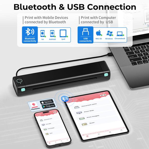 Imagem de Impressora portátil Betife M08F térmica Bluetooth com estojo