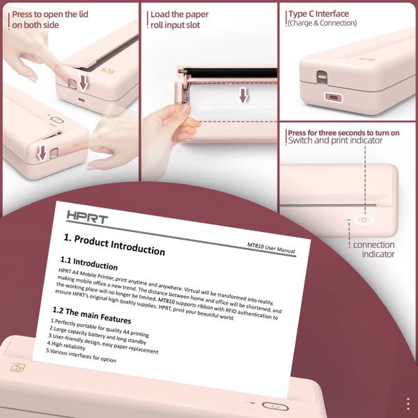 Imagem de Impressora portátil HPRT MT810 Bluetooth térmica sem tinta