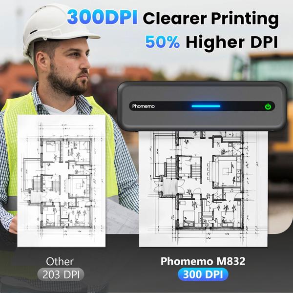 Imagem de Impressora portátil Phomemo M832 Bluetooth sem fio térmica