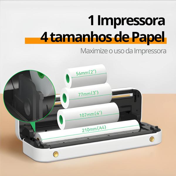 Imagem de Impressora Térmica A4 Peripage Portátil Semfio Usb