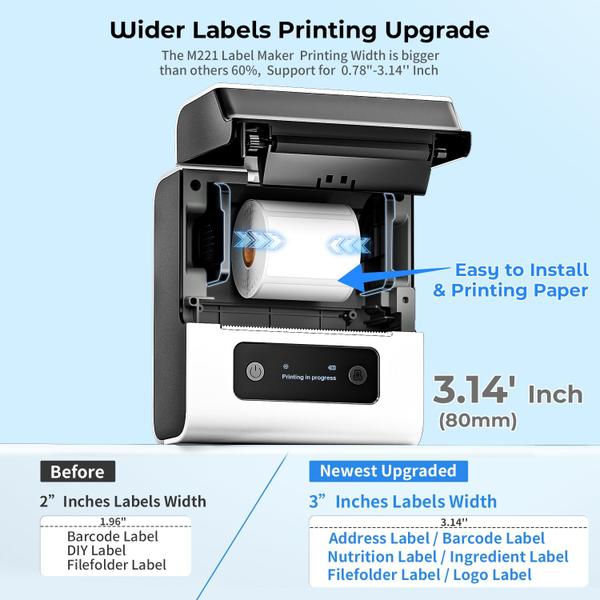 Imagem de Impressora térmica Bluetooth de atualização Label Maker Goknu M221