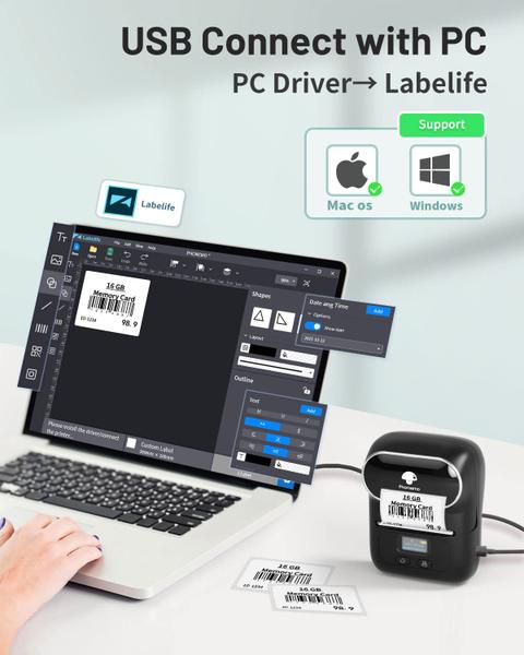 Imagem de Impressora térmica Bluetooth Phomemo M110 Label Maker preta