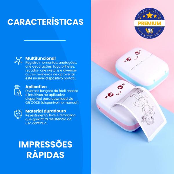 Imagem de Impressora Térmica Bluetooth Portátil Térmica Sem Fios 57mm