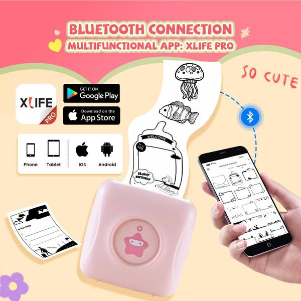 Imagem de Impressora térmica Vretti Mini Bluetooth Pocket com 10 rolos de papel