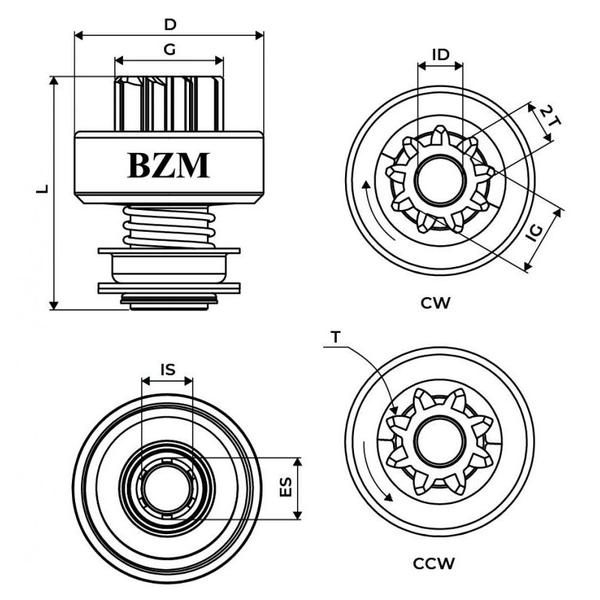 Imagem de Impulsor de Partida Bh F1000 Mwm Trator Valmet 9 Dentes BZM