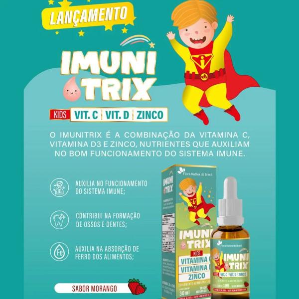 Imagem de Imunitrix Kids Vitamina C + Vitamina D + Zinco Sabor Morango 30ml Flora Nativa