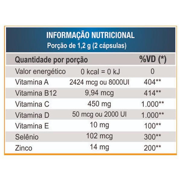 Imagem de Imunize Selênio Zinco e Vitaminas A C D E B12 Alto Teor 60 cápsulas de 600mg