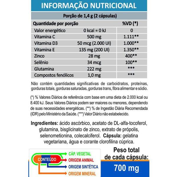 Imagem de Imunutry Zinco, Selênio, Glutamina, Própolis e Vitaminas C, D e E Unilife 60 cápsulas