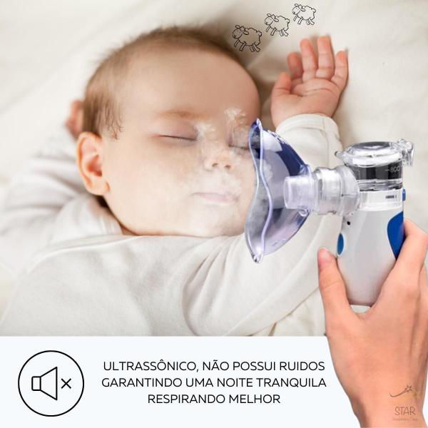 Imagem de Inalador Infantil Portátil 2 Máscaras Nebulizador Silencioso