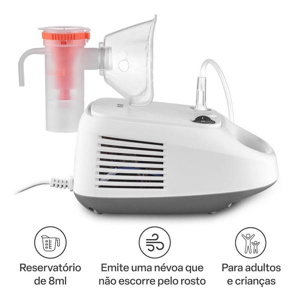 Imagem de Inalador Nebulizador Compressor HC110 Branco/Laranja Multi